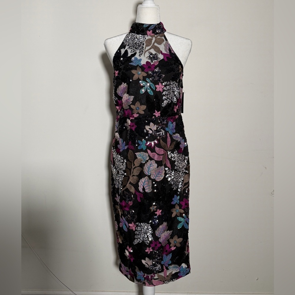 Elie Tahari Alana Embellished Sequin Dress Evening Dress Cocktail Event Party - Picture 3 of 10